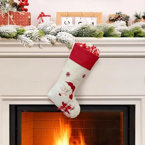 Produktbild: Figarge Nikolausstrumpf Jute 1 Stück 46CM, Weihnachtsstrumpf Personalisiert zum Befüllen und Aufhängen, Nikolaussocke für die Dekoration von Weihnachtskaminen, Weihnachtsbäumen (Nikolausstrumpf A)