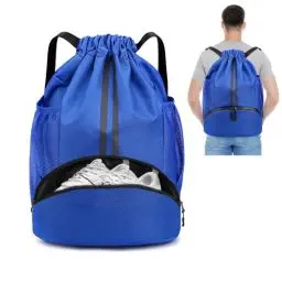 Produktbild: Figarge Turnbeutel Schwarz Große Kapazität Kordelzug Sportbeutel Strandrucksack Oxford Wasserdicht Rucksack für Herren Damen, mit Schuhfach, geeignet für Sport, Reisen (Blau)