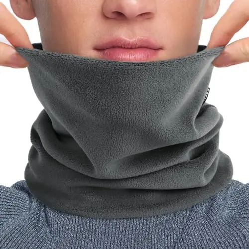 Produktbild: Figarge Unisex Winter Halswärmer Hals Gaiter Fleece Winter Loop Schal Weich Warm Neck Gaiter Männer Halswärmer Snood Skifahren Radfahren Winddicht Balaclava Schal für Männer Frauen (Grau)
