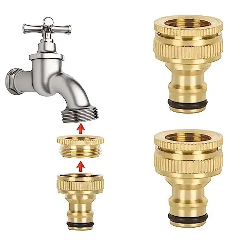 Produktbild: Figarge Wasserhahne Anschluss Adapter 1/2 zoll auf 3/4 zoll Gartenschlauch Wasserhahne Adapter Außengewinde Schlauchkupplunge Messing Adapter für Gartenschläuche, Wasserhahnanschluss (2 Stücke)