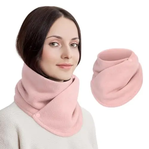 Produktbild: Figarge Winter Halswärmer - Dicker Fleece Schal Mit Doppelschnalle, Kragen Für Frauen, Snood, Warmer Halswärmer, Mode-Accessoire Für Alle Anlässe (Rosa)