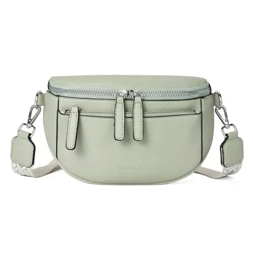 Produktbild: FIGESTIN Damen Bauchtasche, PU Leder Crossbody Bag, Breiter Gurt, Umhängetasche, Klein, Verstellbarer Riemen, Hellgrün