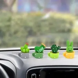 Produktbild: FIGFYOU 4 Stück Auto Deko Kaktus klein Künstliche Kaktus Dekoration Mini Künstlich Topfpflanzen Künstliche Kaktus Autozubehör Kunstharz Kunstpflanze Winzige Kaktus Kunstblume für Auto Büro Wohnzimmer
