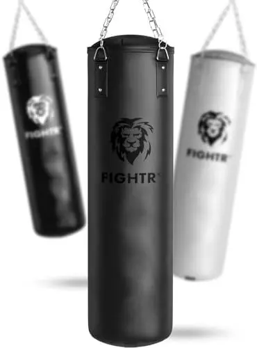 Produktbild: FIGHTR® Boxsack ungefüllt - extrem robust & langlebig | Boxsack Set inkl. 4-Punkt-Stahlkette für Boxen, Kickboxen, MMA, Muay Thai und weitere Kampfsportarten