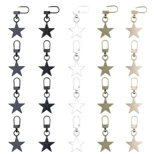 Produktbild: FIHODONE 20 Stück Reißverschluss Zipper Stern mit Box, Reisverschlusszieher Zipper Mehrfarbig,Reißverschluss Anhänger Währung,Reissverschluss Zipper für Jacken, Rucksäcke, Stiefel