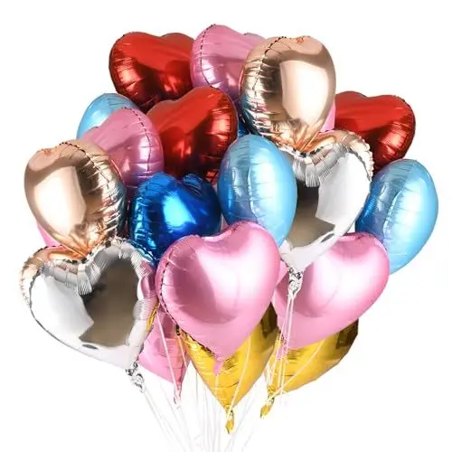 Produktbild: FIHODONE 35 Stück Luftballons Helium,Herz Folienballons 18 Zoll,Luftballons Hochzeit Hochzeitsdeko,Helium Ballons Herz, Herzluftballons Hochzeit Party,Folienballon Partydekoration(7 Farben)