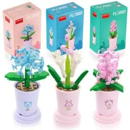 Produktbild: FIHODONE 3 Stück Blumen Sukkulenten Bonsai Baustein Set,Pflanzen Klemmbausteine Blumen,Blumen Bausteine Mädchen,Mini Flowers Botanische Deko,Room Decor Heimdekoration