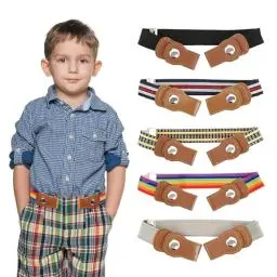 Produktbild: FIHODONE 5 Stück Gürtel Kinder,Kindergürtel Jungen Einstellbar Kinder Gürtel mit Schnalle,Elastische Kraft Gürtel Kinder Mädchen, kindergürtel für Jeans Hosen Kleid