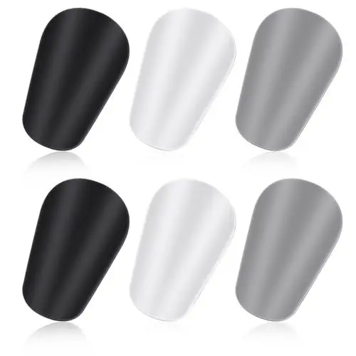 Produktbild: FIHODONE 6 Stück Schienbeinschoner,10 x 6 cm Schienbeinschoner Kinder Fussball,Mini Schienbeinschoner Fußball,Schienbeinschoner Fußball Herren,Mini Shin Pads Leicht Atmungsaktiv(Schwarz,Weiß,Grau)
