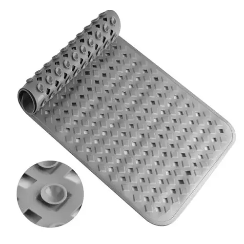Produktbild: FIHODONE Badewannenmatte 88 x 40 cm, Antirutschmatte Badewanne Maschinenwaschbar, Duschmatte rutschfest Schimmelresistent, Badematte rutschfest, Rutschmatte Badewanne(Grau)