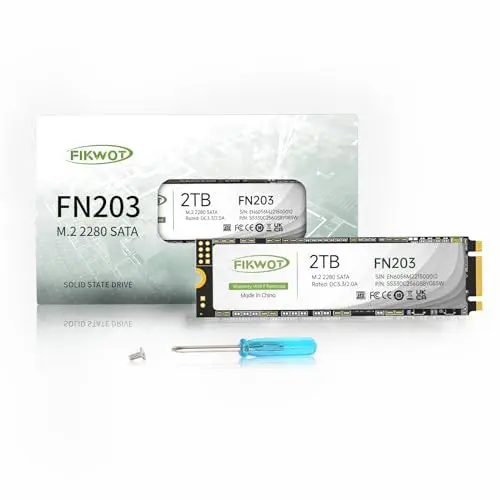 Produktbild: Fikwot FN203 2TB M.2 SATA SSD - SLC Cache 3D NAND TLC SATA III 6Gb/s M.2 2280 NGFF Internal Solid State Drive, Bis zu 550MB/s, Kompatibel mit Ultrabooks, Tablet Computern und Mini PCs