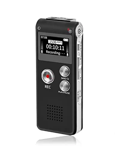 Produktbild: Fikyra Digitales Diktiergerät, 32GB, Mini-Aufnahmegerät, unterstützt 30 Stunden kontinuierliche Aufnahme, wiederaufladbarer USB, multifunktionaler digitaler Audio- und MP3-Player