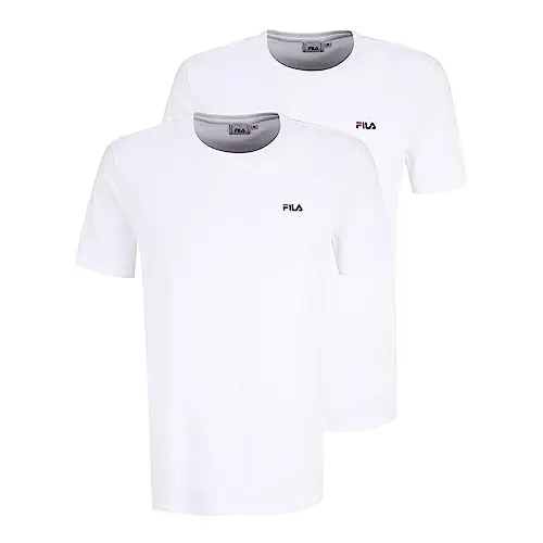 Produktbild: FILA 2er Pack Herren T-Shirts Kurzarmshirts Brod Tee, Farbe:Weiß, Artikel:-13108 White/White, Größe:M