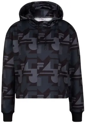 Produktbild: FILA Damen RUMA AOP cropped Kapuzenpullover,Black Beauty React AOP,XXL
