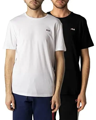 Produktbild: FILA Herren Brod Thee/Dubbel Pack T Shirt, Bright White-black Beauty, XL EU