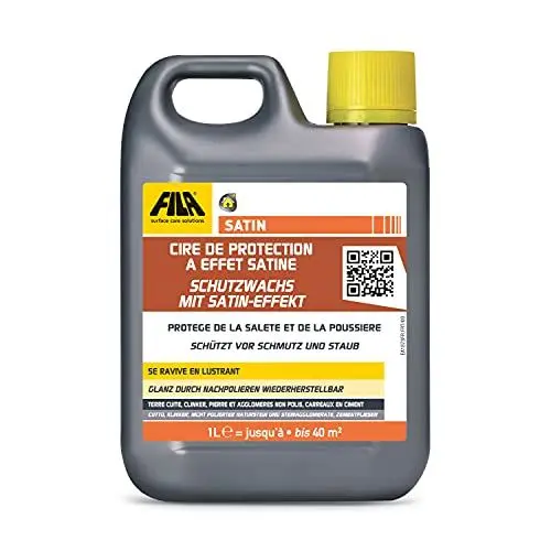 Produktbild: FILA Surface Care Solutions, SATIN, Schutzwachs mit Satineffekt für polierte Natursteine, Steinzeug, Rot, Klinker, 1L