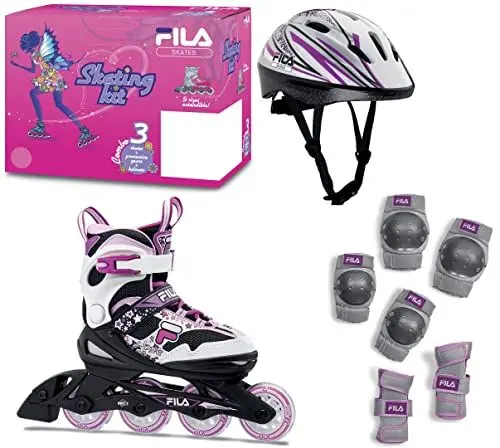 Produktbild: FILA Skates 010619155 J-ONE Combo G 3 Set Inline Skate Kid BK/WT/MAG Größe L 36-40