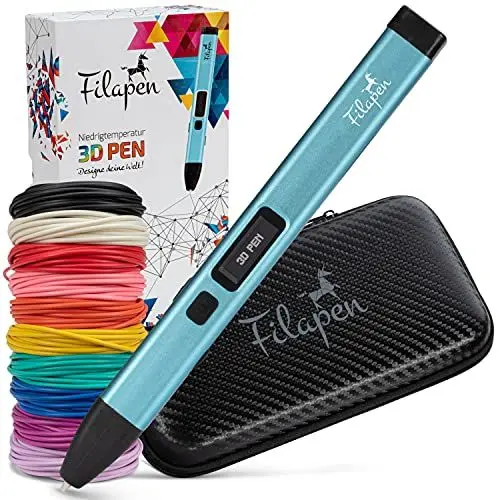 Produktbild: Filapen Premium 3D-Druckstift mit 10 Filamenten und Etui, 3D-Stifte für Kinder und Erwachsene, inkl. Vorlagen, 3D-Stift-Set für Anfänger und Profis, DIY-Bastelset, mit Vorlagen