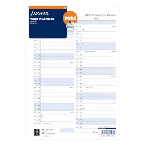 Produktbild: Filofax 2025 A4 Jahresplaner vertikal 25-68702