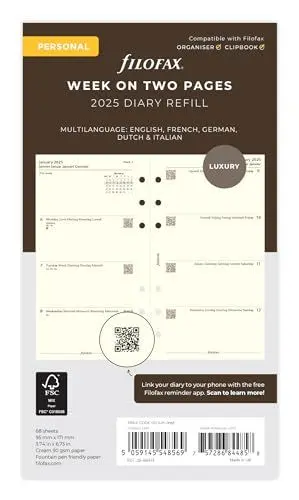 Produktbild: Filofax Personal 5 LANG COTTON CREAM WEEK ON 2 2025