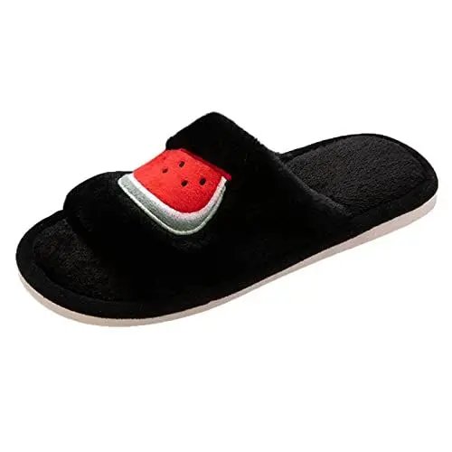 Produktbild: Pantoletten On Cloud Schuhe Herren Patschen Damen Damen Fuzzy Faux Memory Foam Flat Slide Slippers Bequeme Offene Zehenhausschuhe Baumwollslipper Hausschuhe Damen 41 Kuschelige (Black, 40-41)