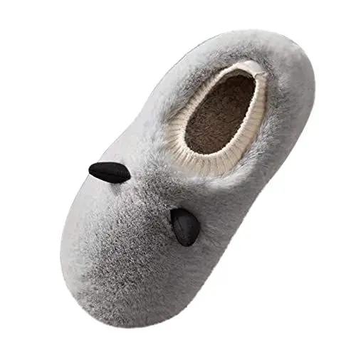 Produktbild: Filz Hausschuhe Damen Gefilzte Hausschuhe Damen Herren Hausschuhe und Winter Bequeme Mode Cartoon Geweih Warm Indoor rutschfest Filz Hausschuhe Damen Gefilzte Hausschuhe Damen (Grey, 45)