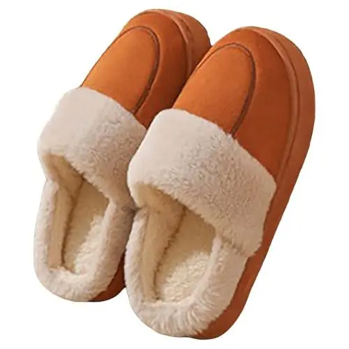 Produktbild: Filz Hausschuhe Herren Hausschuhe Damen Filzsohle (Warmes Upgrade) Warme Hausschuhe für Damen, weich und bequem, wärmen Ihre Füße im Winter. Hausschuhe Lammfell Damen Classic Cozy Slipper (Brown, 38)