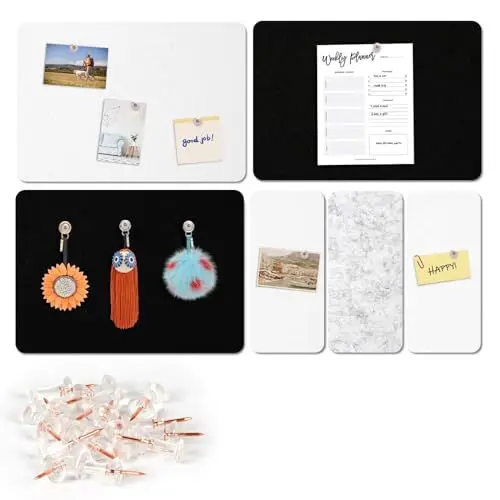 Produktbild: Filz Pinnwand Selbstklebend 6 Stück Korkwand Filzboard Memotafeln mit 15 Pinnnadeln,Filzboard Memotafeln Memo Boards Bulletin Board Wanddekoration für Büro Zuhause