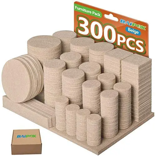 Produktbild: Filzgleiter Selbstklebend Set 300 Stück - Premium Möbelgleiter Filz Pads 5 mm Starke - Filz Selbstklebend für Stühle Bodengleiter Bodenschoner - Effektiver Schutz Ihrer Möbel & Holzfußböden(Beige)