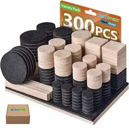 Produktbild: Filzgleiter Selbstklebend Set 300 Stück - Zwei Farben (Schwarz 130 + Beige 110) Möbelgleiter Filz Pads - Filz für Stühle Bodengleiter- Stuhl Filzgleiter Effektiver Schutz Ihrer Möbel & Holzfußböden