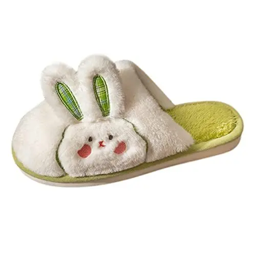 Produktbild: Kuschelige Hausschuhe Kinder Damen Clogs Damen-Hausschuhe aus Kaninchenwolle, und Winter, süßes Netz, rot, Plus Samt, rutschfest, mit weichem, Baumwolle Lammfell Pantoffeln Damen (Green, 39)