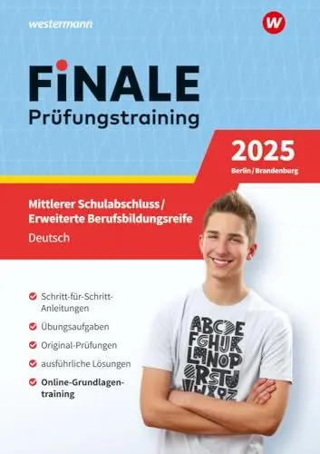 Produktbild: FiNALE - Prüfungstraining Mittlerer Schulabschluss, Fachoberschulreife, Erweiterte Berufsbildungsreife Berlin und Brandenburg: Deutsch 2025 Arbeitsbuch mit Lösungsheft
