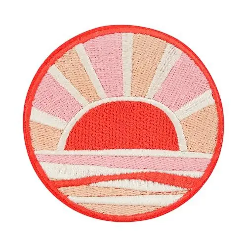 Produktbild: Finally Home Patch zum Aufbügeln - Rosa Sonnenuntergang | Sommer Patches, Meer Aufbügler, Strand Flicken, Sonne Aufnäher, Surfer Bügelpatches