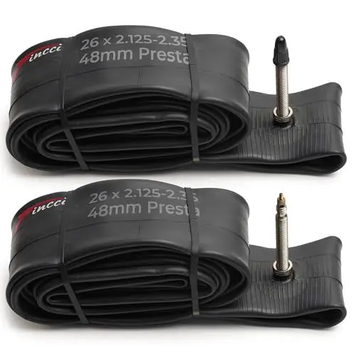 Produktbild: Fincci Fahrradschlauch 26 Zoll - Paar MTB Schlauch 26 Zoll 2.1 x 2.20 x 2.35 mit Französisches Ventil 48 mm Schläuche Fahrrad für Mountainbike, E Bike, MTB,Rennrad Fahrrad, klapprad - 2er Pack