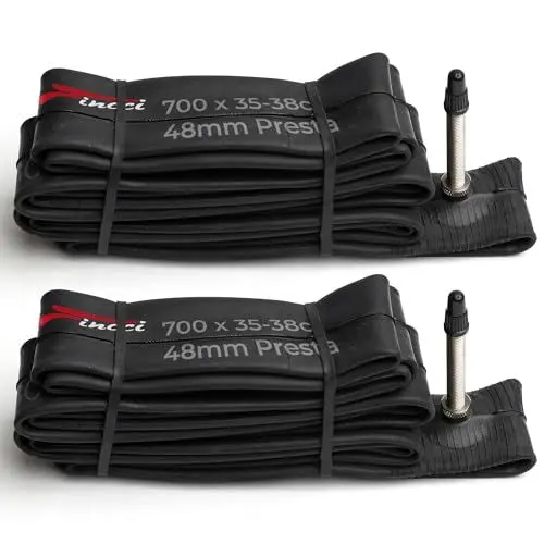 Produktbild: Fincci Rennrad Schlauches 700c x 32c 35c 38c - Paar Gravel Fahrradschlauch 28 zoll - Schlauch 40-622 mit Französisches Ventil 48 mm für Road & Ebike & Tourenrad & Race Fahrrad, Fahrradzubehör 2er Pack