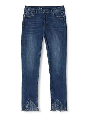 Produktbild: find. Damen Straight Jeans Destroyed Hem 59026, Gr. Medium, Blau (Dk Blue)