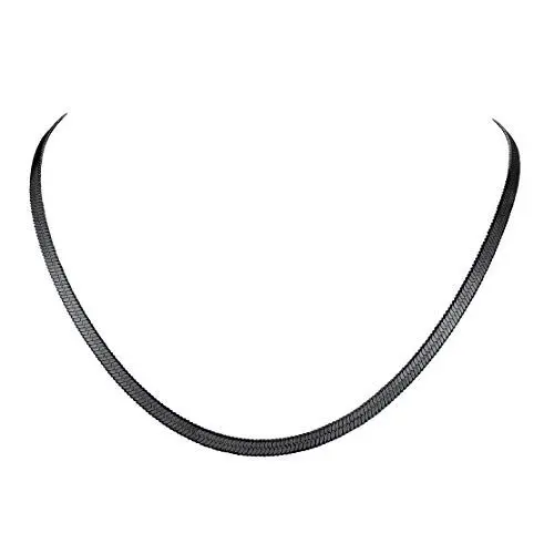 Produktbild: FindChic Choker Schwarz Damen 3MM Schlangen Kette Edelstahl Collier Halskette 38cm Halsreif wasserfest Modeschmuck für Party Treffen Bar