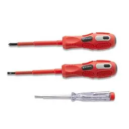 Produktbild: FINDER XJ193083P Beruf Isolierter Elektriker-Schraubendreher-Set, Schlitz- und Kreuzschlitzschraubendreher-Set mit elektrischem Stift, 3er-Set