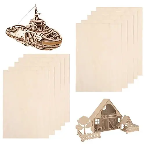Produktbild: FINDIR 10 Stück Sperrholzplatte 300 x 200 x 2 mm Holz Platten Lindenholz Platten zum Holzschnitt Unfertige Holzplatten zum Basteln Balsa Holz Platten Dünne Linde für DIY Haus Boot Flugzeug Modell