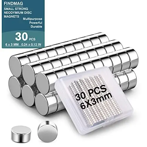 Produktbild: FINDMAG Klein, 30 Stück 6 x 3 mm Neodym, Whiteboard, Magnet Rund, Mini für Magnettafel, Magnete für Pinnwand, Handwerk