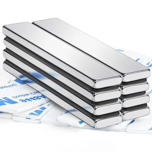 Produktbild: FINDMAG Magnete Stark, 8 Stück 60 x 10 x 3 mm Neodym Magnete Extra Stark, Starke Magnete für Magnettafel, Kühlschrankmagnete mit Doppelseitigem Klebeband, Magnete für Glasmagnettafel Foto Wand Holz
