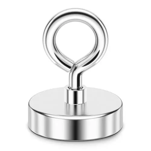 Produktbild: FINDMAG Neodym-Angelmagnete, 150 lbs Zugkraft, Seltenerdmagnet mit versenktem Loch und Ringschraube, Magnetisches Angeln zum Einholen in Flüssen, Seen und Stränden – 1,42 Zoll (36 mm)
