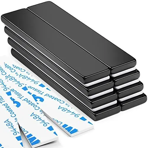 Produktbild: FINDMAG Starke Magnet, 8 Stück 60 x 10 x 3 mm Schwarz Stabmagnet, Neodym Magnete Extra Stark, Magnetleiste, Kühlschrankmagnete, Permanent Magnet mit Doppelseitigem Kleber für Werkzeuge Küche