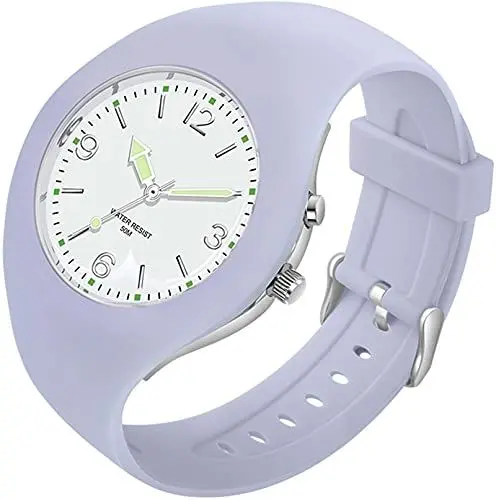 Produktbild: findtime Armbanduhr mit Silikonarmband IP68 Wasserdicht Analog Quarz Uhr für Damen Herren Mädchen Jungen Leuchtziffern Farbig Lila