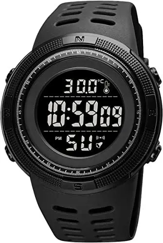 Produktbild: findtime Digital Uhren Herren 50M Wasserdicht, Sport Armbanduhr für Männer LED Wecker Countdown Stoppuhr Schwarz LED Hintergrundbeleuchtung Digitaluhren