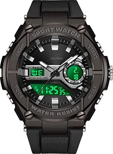 Produktbild: Digitaluhr Herren Sport Militär Uhren Männer 5ATM Wasserdicht Herenuhr Elektronisch mit Timer Alarm Dualzeit Tactical Watch Outdoor Armbanduhren Groß Beleuchtung