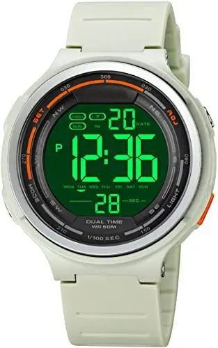 Produktbild: findtime Herren Digital Uhren Damen, 5 ATM Wasserdicht Armbanduhr mit Duale Zeitzone Stoppuhr Countdown Wecker Kalender Sportuhr für Jungen Männer