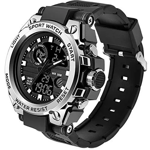 Produktbild: findtime Herren Militär Uhr Digital Sportuhr Outdoor Chronograph Analog Armbanduhr Stoppuhr 3 ATM Wasserdicht Tactical Watch Wecker Kalender Datum Uhren Männer