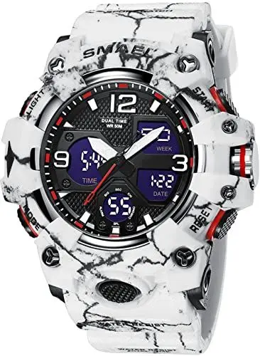 Produktbild: findtime Militär Uhren Herren Digitaluhr 50M wasserdichte Sportuhr Outdoor Tactical Herrenuhr mit Beleuchtung Wecker Kalender Stoßfest Stoppuhr für Männer Jungen Groß (Weiss)