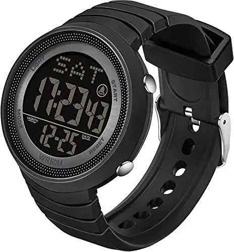 Produktbild: findtime Sport Digital Uhren 50M Wasserdicht Armbanduhr mit LED Hintergrundbeleuchtung Digitaluhr Damen Herren Duale Zeitzone Stoppuhr Countdown Militär Uhr Candy Farbe Wecker Kalender Schwarz